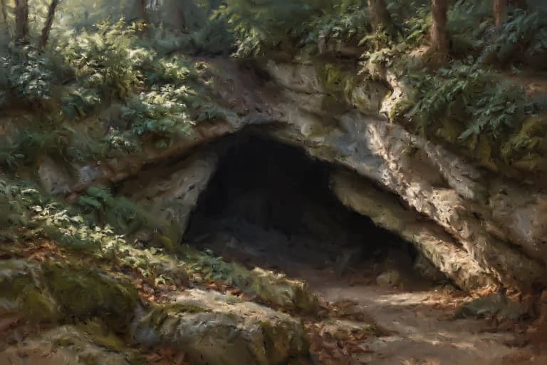 Mammoth Cave entrance, inspired by Rembrandt van Rijn