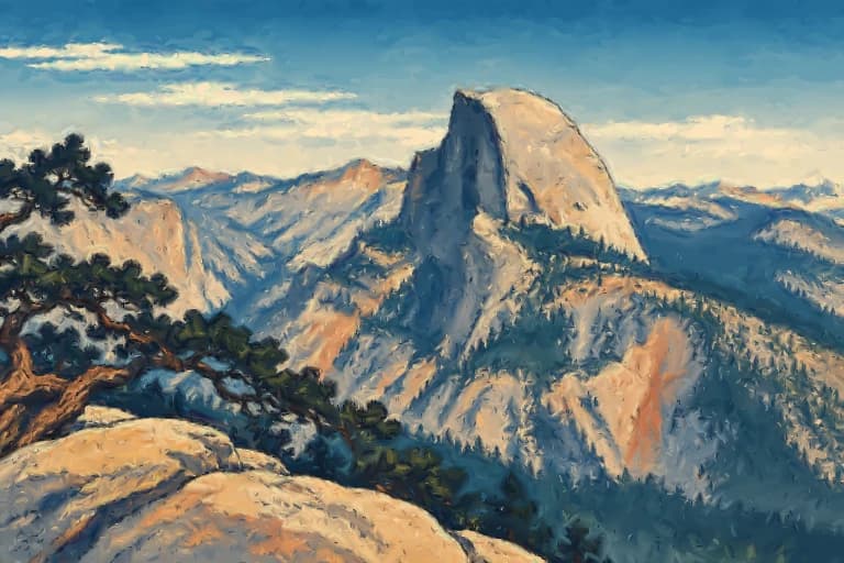 Half Dome Beyond the Pine: Half Dome, Yosemite